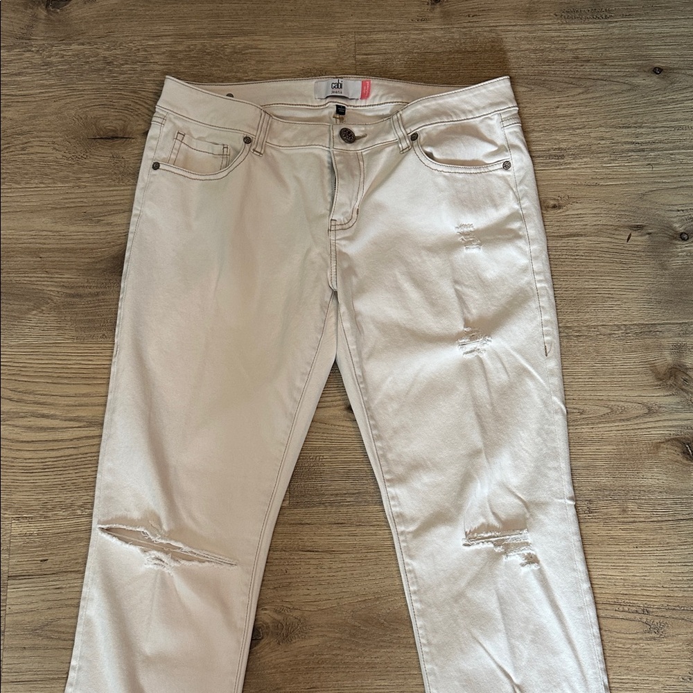 CAbi #5089 Slim Boyfriend Jeans Antique White - Picture 5 of 6